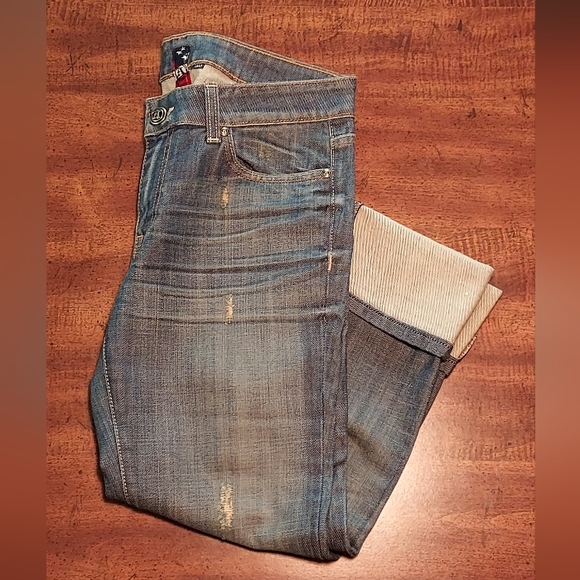 ANGEL Premium Denim Cropped Rolled Cuff Low Rise Quality Denim - Picture 2 of 13